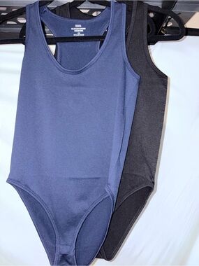 Zenana Outfitters Navy and Black Sleeveless Tank Bodysuit Set of 2